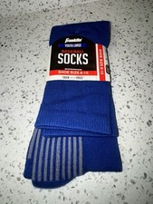 1 Pair - Franklin Youth Large Baseball Socks - Shoe Size 6-10 Blue