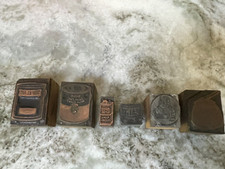 6 Vintage Letterpress Printing Blocks, Copper/Wood/Metal Print Blocks - Paint