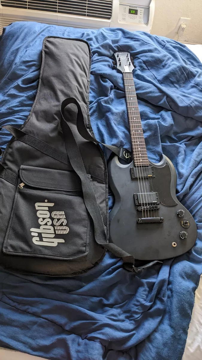 Epiph0ne Goth SG Matte Black EMG 81 85 Active Gibson Gig Bag Matching Strap