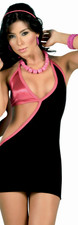 4037 Black Pink Mini Short Dress Fitted Bodycon Club wear Cocktail Rave S M