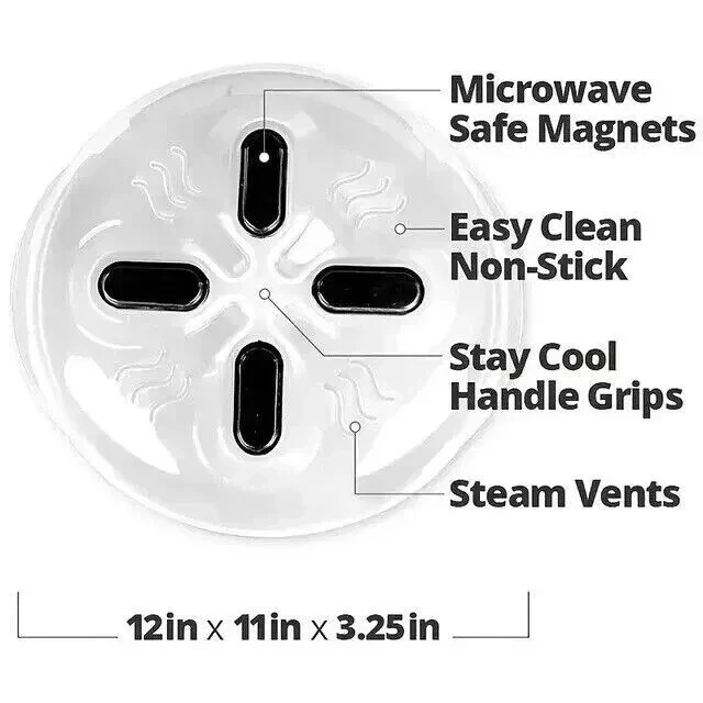 Mag2x netic Microwave Anti Splatter Cover Plate Guard Lid With Steam Vent - Image 2 of 4
