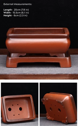Large Rectangular Bonsai Pot W Tray High-grade Classic Chinese Purple Sand Pots - Picture 8 of 13