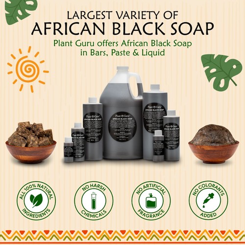 SCENTED African Black Soap Liquid Raw 100% Pure Organic Natural Body Face Wash - Picture 7 of 24