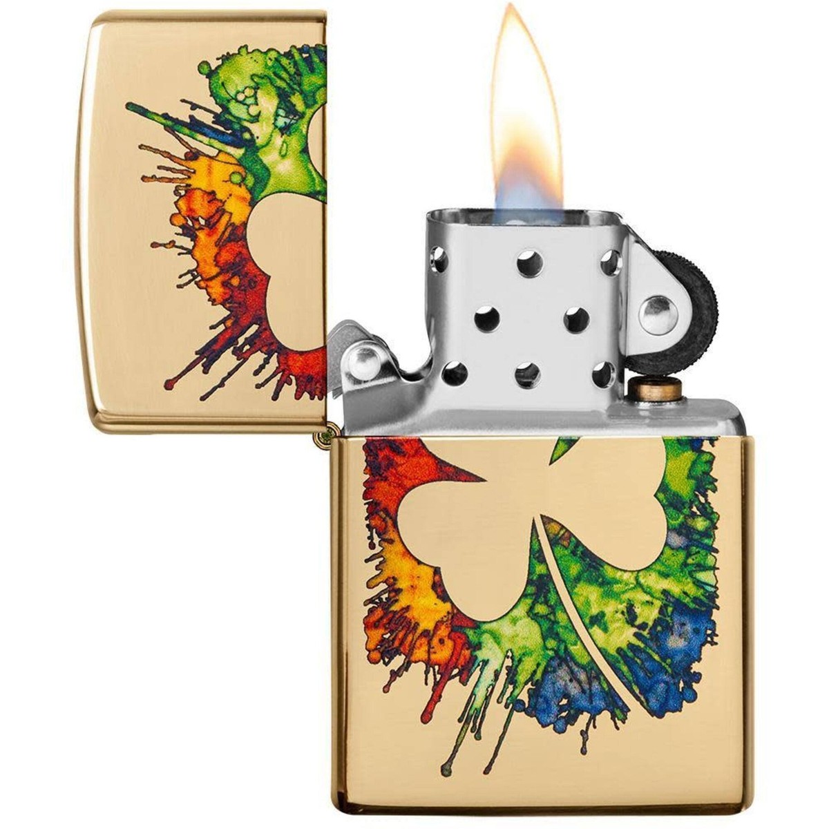 Zippo Pocket Lighter Graffiti Clover Design High Polish
