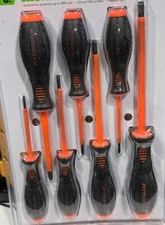 7 Piece Color Coded Electrician's 1000V Insulated Screwdriver Set GS/VDE Cert