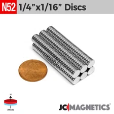 1/4in x 1/16in N52 Super Strong Disc Rare Earth Neodymium Magnet