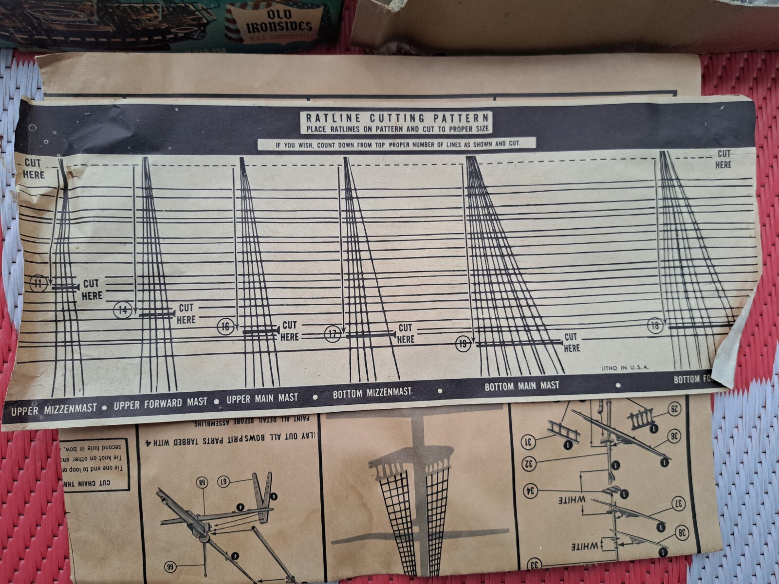1956 Revell Plastic Model Kit Old Ironsides U.S.S. Constitution Ship # H319-298