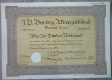 Aktie, J.P. Bemberg AG, Wuppertal- Barmen 1933                        (Art.3189)