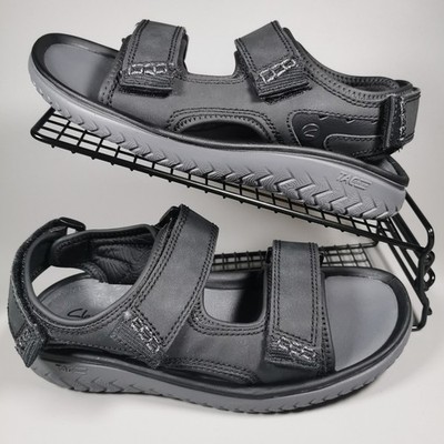 Clarks Wesley Bay Sandalen Herren UK 7 schwarz Leder Walking bequem