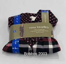 Vera Bradley Women's 2-Piece Long Sleeve Notch Collar  Pant PJ Set, Red, Size L