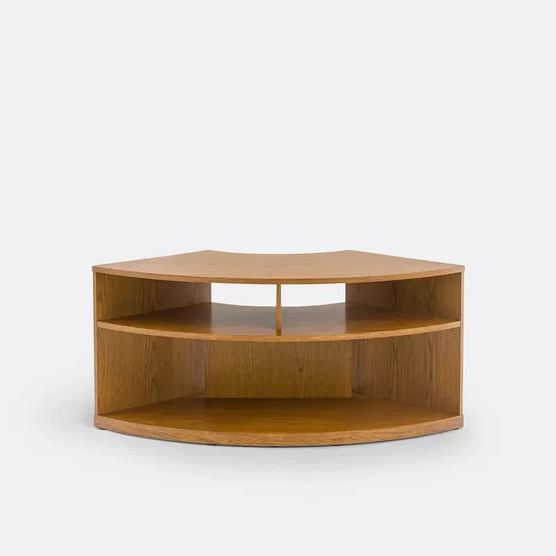 Oak Corner TV Cabinet Unit – Compact, 2 Tier, Modern Media Storage - Image 3 of 4