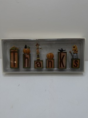 TJ Collection Decorative Fall Blocks Spelling Thanks Tallest Block Is 2.5  High