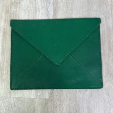 Mark & Graham Green Leather Envelope Clutch 