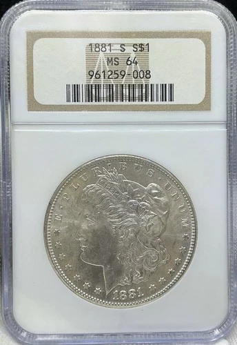 1881 S US Morgan Silver Dollar $1 NGC MS64