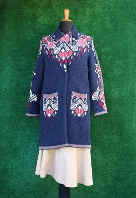 Giada Benincasa langer Mantel/Cardigan aus Wolle mit Jacquardmuster Shuttle Fo