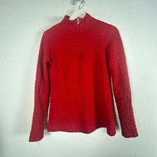 Golfino Womens Marcella Troyer Red Stretch 14 Zip Pullover Size 6 Textured