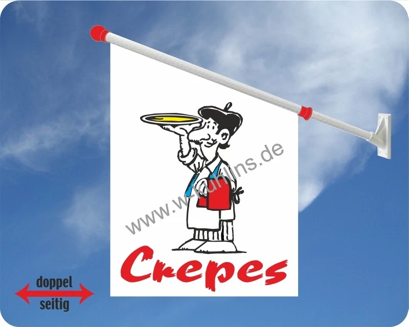 Flagge, Crepes, Bäckerei, Backwaren, Kirmes, Fahne,Jahrmarkt,Werbeflaggen,Schild - Bild 1 von 1