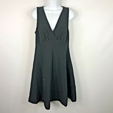 Modcloth Black Surplice Sleeveless Empire Waist Fit Flare Dress Size M