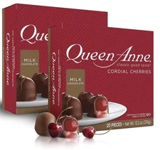 2Pack Queen Anne Milk Chocolate Covered Cordial Cherries Candy-40 Pieces-26.4oz