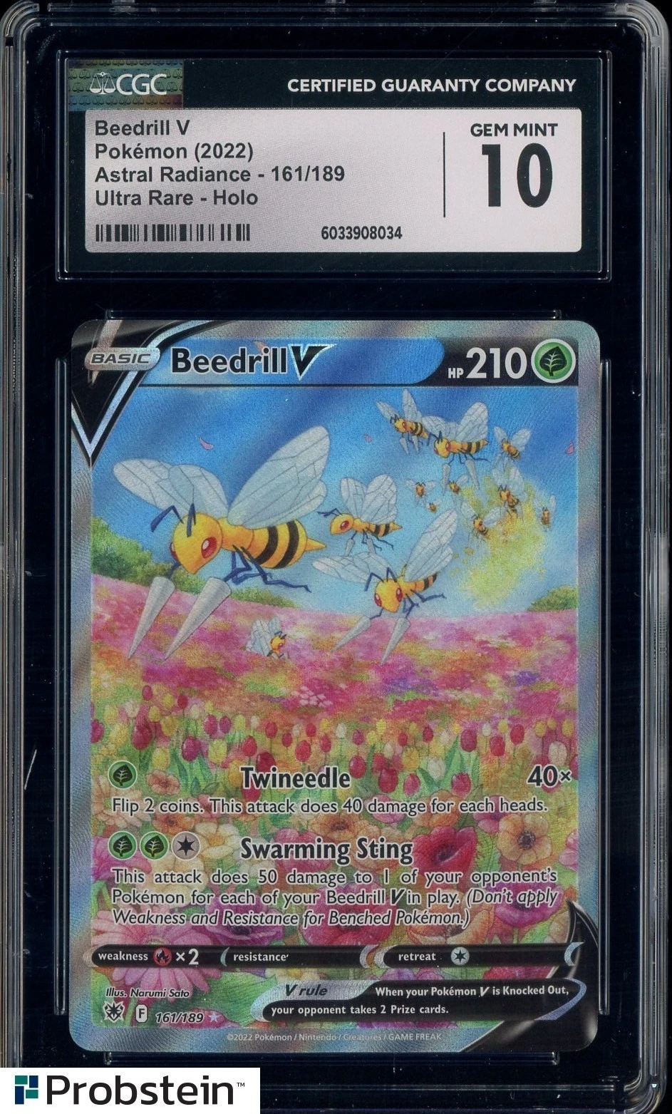 2022 Pokemon Astral Radiance #161 Beedrill V Ultra Rare Holo CGC 10 GEM MINT