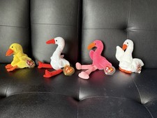 TY BEANIE BABY LOT 4 BIRDS  FLAMINGO  DUCK NWT