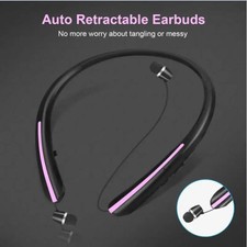 Bluetooth Headphones Neckband Retractable, Wireless Earbuds waterproof