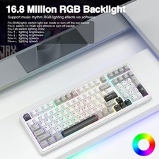Aula F99 Wireless Mechanical Keyboard with Graywood V3 Switch, White Grey
