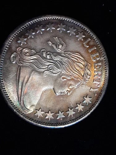 Beautiful Old Fine Silver Round...1 Troy Ounce  999.. Beautiful Colors  !!!