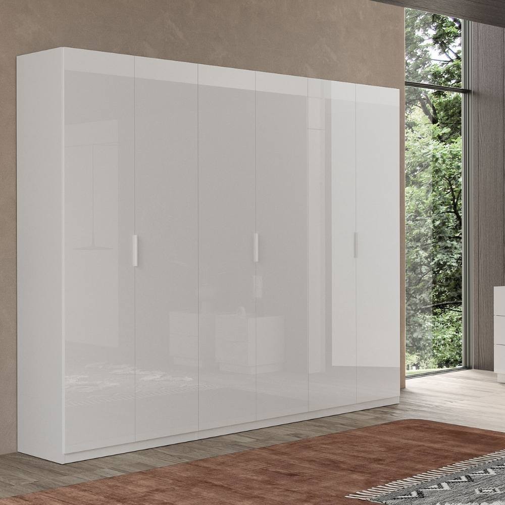 Armadio 275 cm con 6 ante battenti colore bianco lucido - Pavese