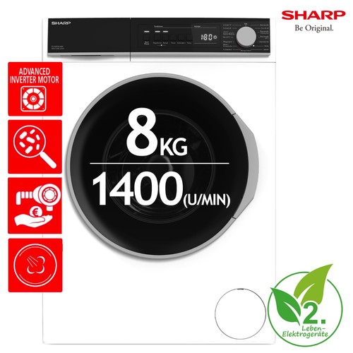 SHARP ES-BRO814WA-DE Waschmaschine 8 kg Weiß AquaStop RO_ESBRO814WADE_R