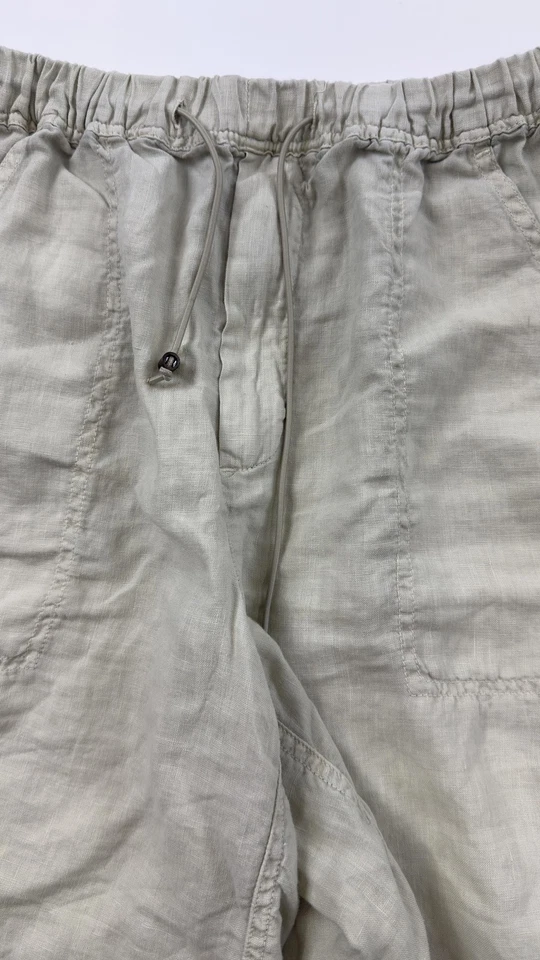 Elements by Arnold Zimber Linen Shorts Mens Small Beige Drawstring Pocket Summer - Image 3 of 4