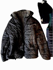 Eddie Bauer Kids Reversible Jacket L 14/16 Hooded Puffer Sherpa Gray Black