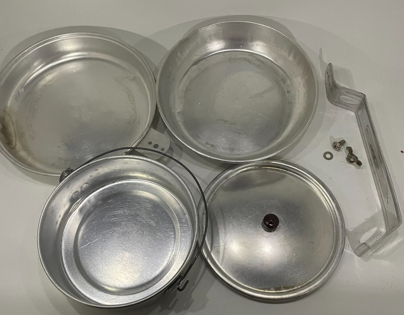 Aluminum Mess Kit Pot Pan Bowl Handle - Nesting - Hunting, Camping