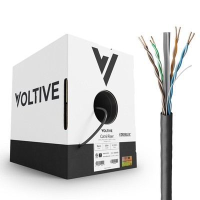 Voltive Cat6 Riser (CMR) Ethernet Cable - UTP, OFC, 500FT, Black