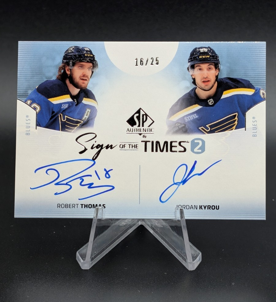 #/25 25-26 Upper Deck SP Authentic ROBERT THOMAS JORDAN KYROU SOTT 2 Auto Blues
