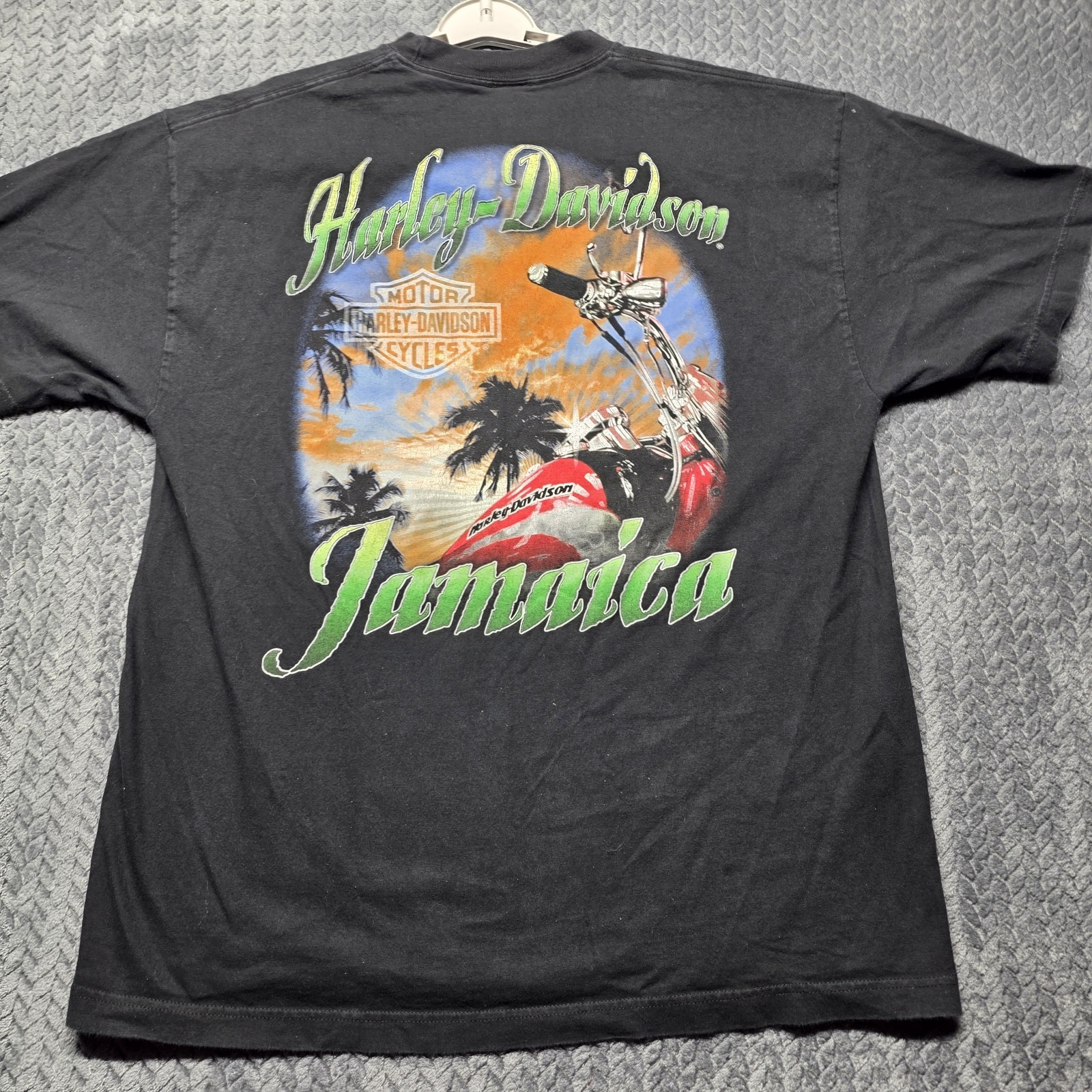 Harley Davidson Jamaica T-Shirt Men’s XL Black Palm Trees Double Sided