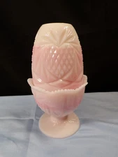 Fenton Pink Rosalene Glass Pineapple 2 Piece Fairy Lamp INV2