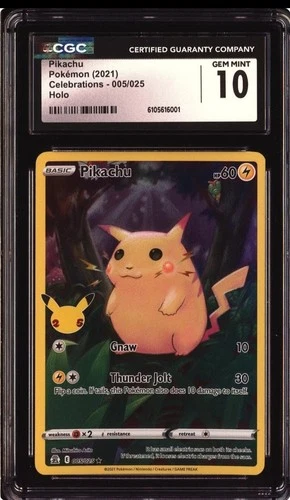 Pokemon 2021 Pikachu 5 /25 Holo Celebrations CGC 10 GEM MINT Full Art Eng TCG