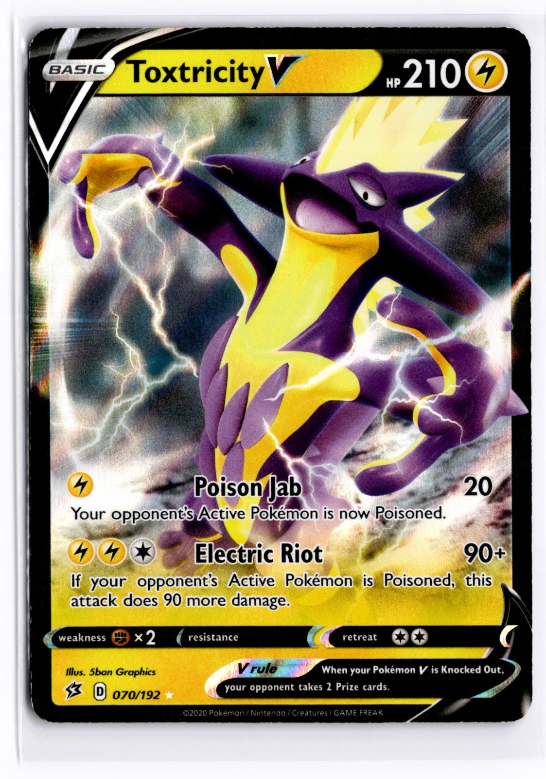2020 TCG Pokémon #70 Toxtricity V 070/192 Holo Rebel Clash