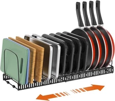Cutting Board Organizer Rack Expandable Baking Tray And Cookie Sheet Organizer W