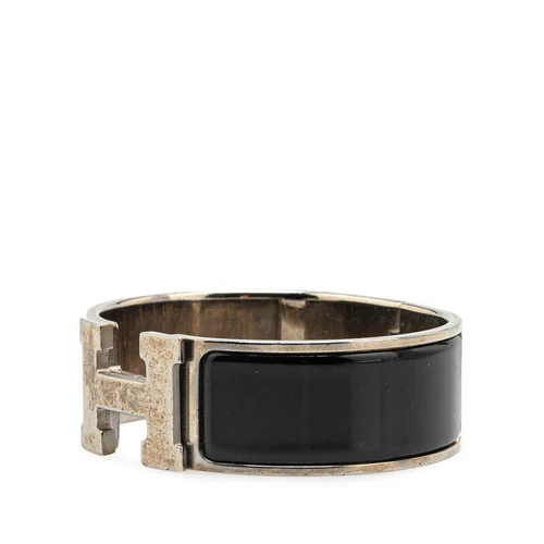 HERMÈS Bracciale Hermes H GM Click Clack Argento Nero Metallo Donna Accessori Moda