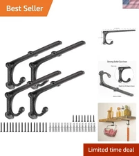 Elegant Rustic Floating Shelf Brackets 8 Inch - Heavy Duty Cast Iron, 4 Pack