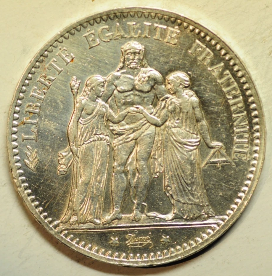 フランス 5 FRANCS 1876年 銀貨 フランス1876年発行の5フラン、MS66準最高鑑定 | アンティーク・コイン