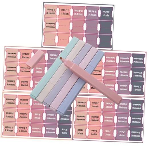 Bible Tabs highlighter combination,75 Tabs 6 Packs a variety Sunset afterglow