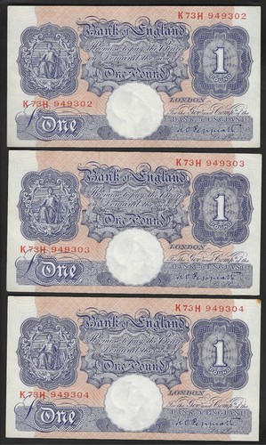 BILLETE DE UNA LIBRA 1 LIBRA CONSECUTIVO B249 PEPPIATT 1940 K95H 841151 - 53 GEF - Imagen 7 de 8