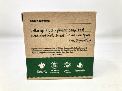 Dr. Squatch All Natural Bar Soap for Men with Zero Grit Spearmint Basil 5oz Bar - Picture 2 of 2