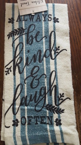 TOALLA DE COCINA MEZCLA DE ALGODÓN Inspirador "Siempre sé amable y ríe a menudo" - Imagen 1 de 2