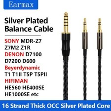 6N OCC Balance Silver Cable For Beyerdynamic T1 T1II T5P T5PII 4.4mm 2.5mm 5FT