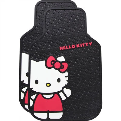 PLASTICOLOR Hello Kitty Wavin' Hi 2-Pack Car Floor Mat Black