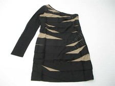 new HOT & DELICIOUS Women's Size S One Shoulder Black/Nude Pleated Mini Dress